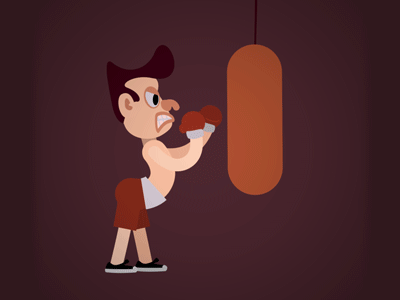 Workin' the bag animation boxer character design gif rubber hose