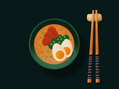 Delicious Ramen dark theme digital art digitalart flat illustration illustrator ipad noodles procreate ramen