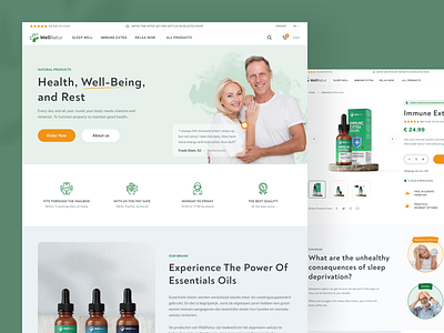 Wellnatur ⏤ Website blog e commerce ecommerce green health landing page nature oil product sell shop store ui website