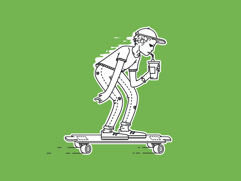 Fail guy animation crash flat gif illustration illustrator linear longboard loser motion skateboard