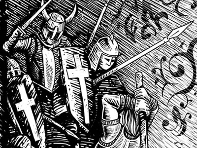 Medieval Scratched 16toads illustration medieval