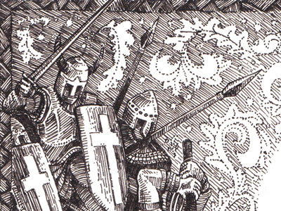 Medieval Line 16toads illustration medieval