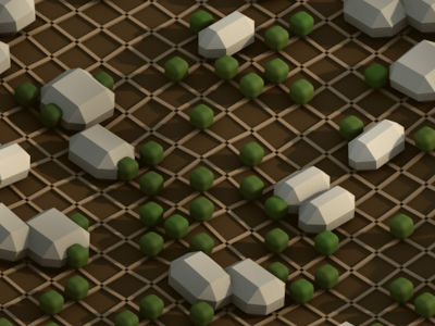 09/29/12 Daily 10 [Welcome to bush rock valley] 4d bush c4d cinema daily grid isometric lowpoly render rock valley
