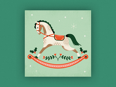 Rocking Horse Christmas Card christmas christmas card festive greetings card illustration rocking horse vector illustration victorian vintage