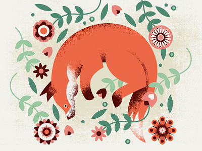 Fox flowers fox pattern