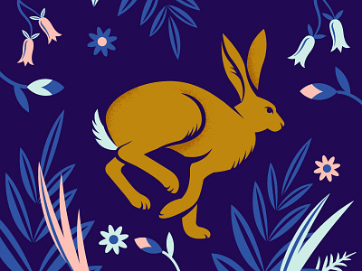 Hare animals floral flowers hare pattern rabbit