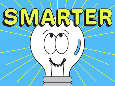 Smarter design face illustration lightbulb smarter vector