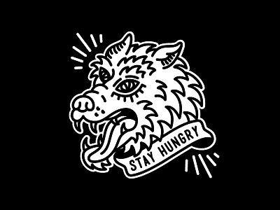 Stay Hungry flash hungry illustration line monoweight tattoo vintage wolf