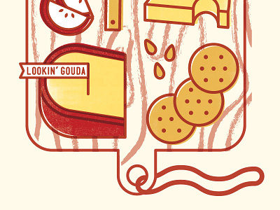 Cheesin' cheese gouda grain illustration line monoweight texture wip wood