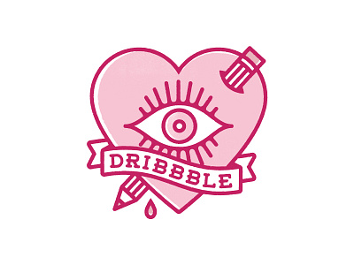 Dribbble <3 banner dribbble eye heart icon line monoweight pink tattoo