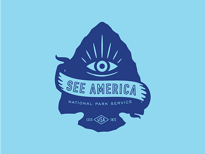See America I arrow banner eye illustration national parks parks patch see america travel usa vector wip