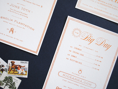 Key Wedding Invitations copper french paper invitation suite metallic screen print sparkle wedding
