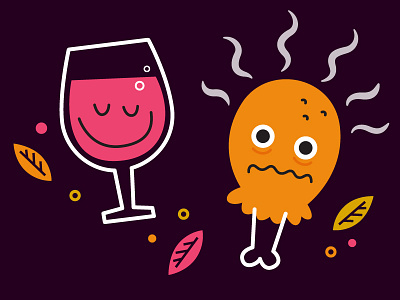 Happy Thanksgiving face illustration thanksgiving turkey leg wine