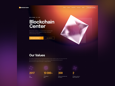 Blockchain Center website concept (dark mode)