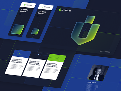 Insurium brand identity concept blockchain branding clean crypto design figma green illustration logo ui ux vector