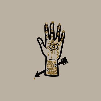 Your Fate Your Hands arrow design digital eye gold graphic design hand illustration logo palmistry society6 t shirt t恤 vector yoga mat