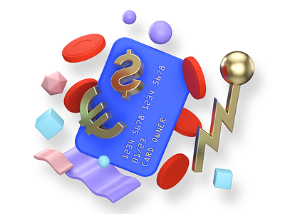 PAYMENT 3d abstract arnold art c4d card cash cgi cinema4d coins creditcard design dollar europe illustration market money payment render stocks