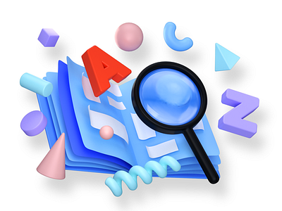 SEARCHING 3d abstract alphabet arnold blue book c4d google illustration landing loupe render search search bar simple ui ux web website