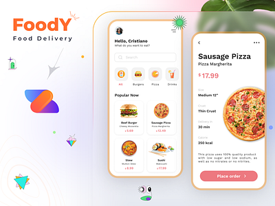 Foody- Food delivery Application app branding design graphic design typography ui ux