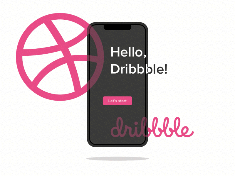 Hello, Dribbble! animation clean debut dribbble hello interface ios iphone minimal principle ui ux