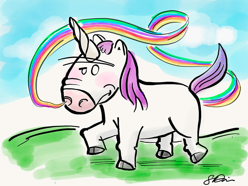 Stinky Unicorn rainbow farts adobe sketch ipad pro illustration vector unicorn