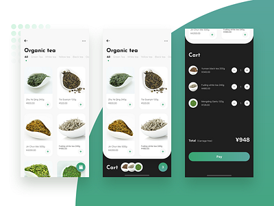 Organic tea app design ui