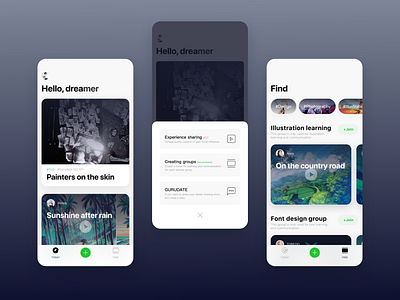 Dreamer’s community app app design design ui uidesign