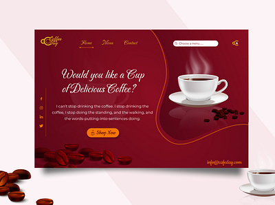Coffee Shop Landing Page branding logo design graphic design landing page poster design product ui design website design