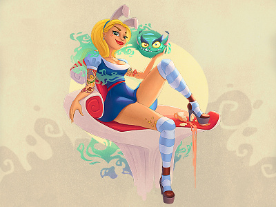 Alice has grown up "Alice In Wonderland" artwork cartoon cartooning cg characterdesign characters conceptdesign digital gamedesign illustration painting wonderland