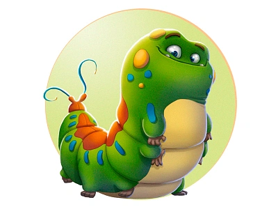 Caterpillar artwork cartoon cartooning caterpillar cg character characterdesign conceptdesign digital gamedesign illustration painting