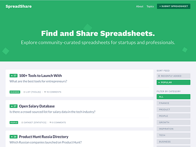 SpreadShare MVP community mvp product design spreadsheets user interface