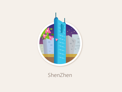 Shenzhen badges city icon location logo painting