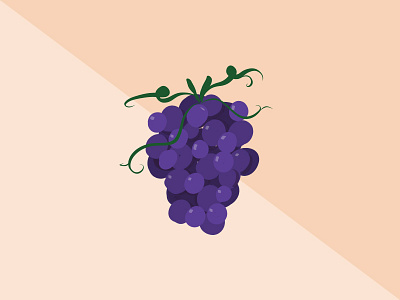 Grapes bunch color block food fruit grapes illustration peach purple spring summer vineyard