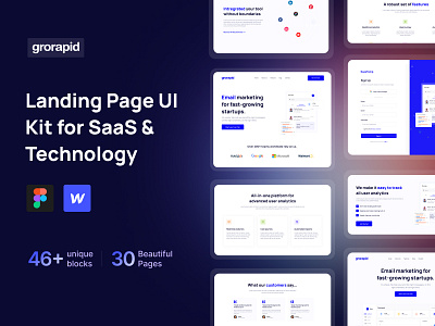 Grorapid - SaaS UI Kit branding design landing page saas ui ui kit website