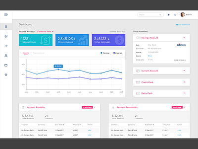 1. Accounts Dashboard - Enterprise Resource Planning accounting accounts color palette dashboard data visualisation erp profile statistics watermark