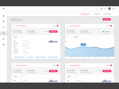 2. Bank Accounts - Enterprise Resource Planning (ERP) accounting accounts bank dashboard data visualisation erp profile statistics