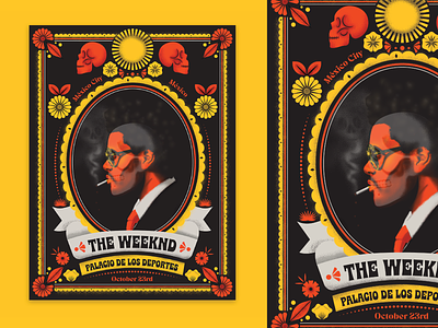 The Weeknd Gig Poster floral illustration poster skulls smoke texture wednesday wavelengths