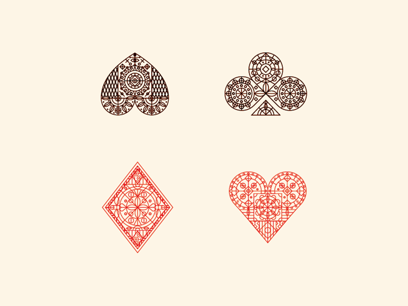 Animal Kingdom jack queen king diamond spade ace heart playing cards monoline illustration animal kingdom