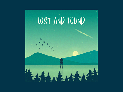 Lost and Found alone birds depression design flat illustration landscape man minimal solitude trees vector