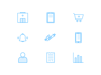 Pharmacy Icons bill cart icon icon set line medical medicine notification pharmacy prescription stats store