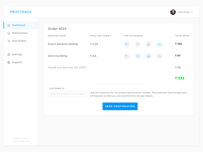 Dashboard UI dashboard medicine meditrack order pharmacy pill ui user interface ux