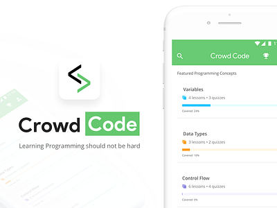 Case Study : Crowdcode app case study coding education hackathon learning mobile ui user interface design ux