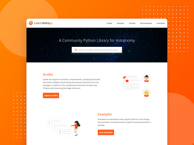 Learn Astropy Landing Page astronomy astropy illustration minimal python ui ux webdesign website