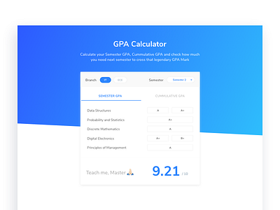 GPA Calculator calculator cgpa college design experience gpa interaction marks ui ux vue web