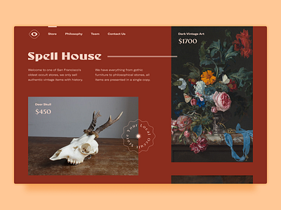 Spell House: Store Page experience landing store typography ui ux web