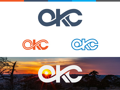 OKC Logo brand branding city connected design flow graphic design illustration logo okc oklahoma orange streetcar sunset transit typography vector