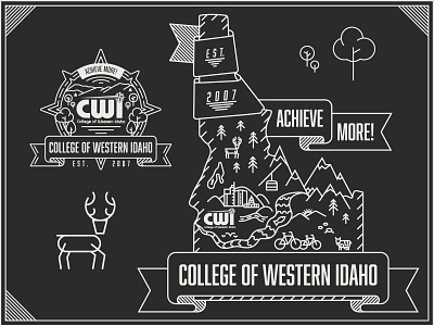 Idaho College Stickers boise caldwell college community college design flat idaho illustration line linework logo nampa sticker typography vector