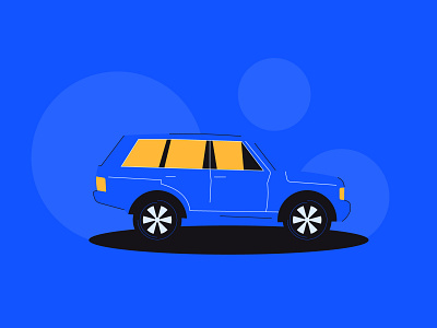 Blue Car SUV car flat illustration stroke suv vibrant wheels