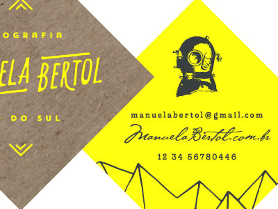 Manuela Bertol Business Card Mockup braizen brazil business card edgy fotografia funky hand drawn kraft neon yellow photographer sans serif