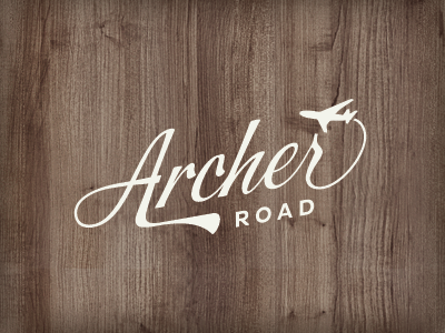 Archer Road Logo airplane archer heights braizen chicago nostalgic script signage wood